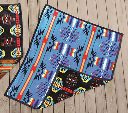Desert Oasis Throw - Blue & Black