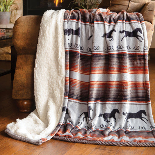 Horse Haven Plush Sherpa Throw - OVERSTOCK