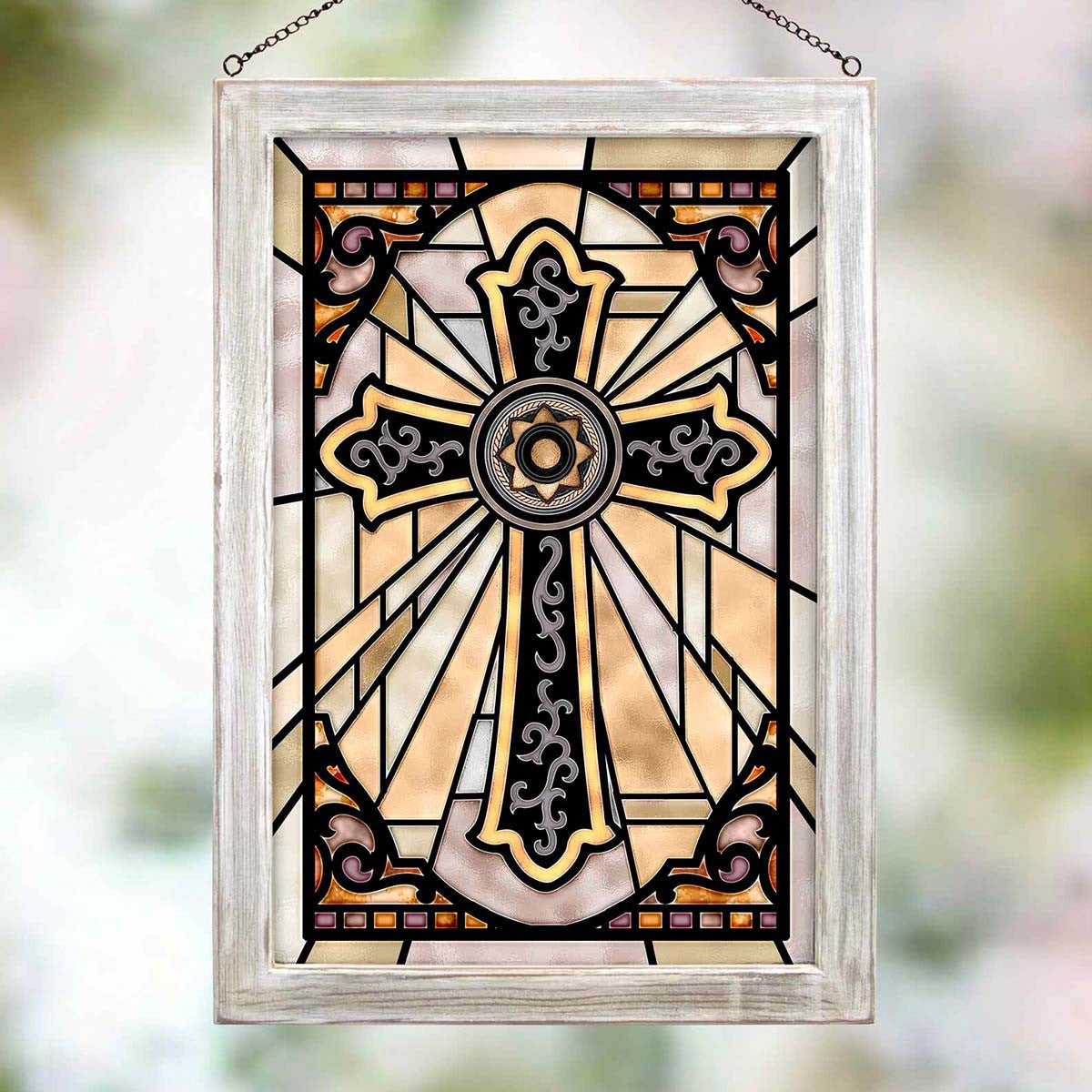 Rustic Cross Stained Glass Art