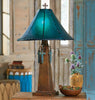 Santa Cruz Turquoise Table Lamp with Rawhide Shade