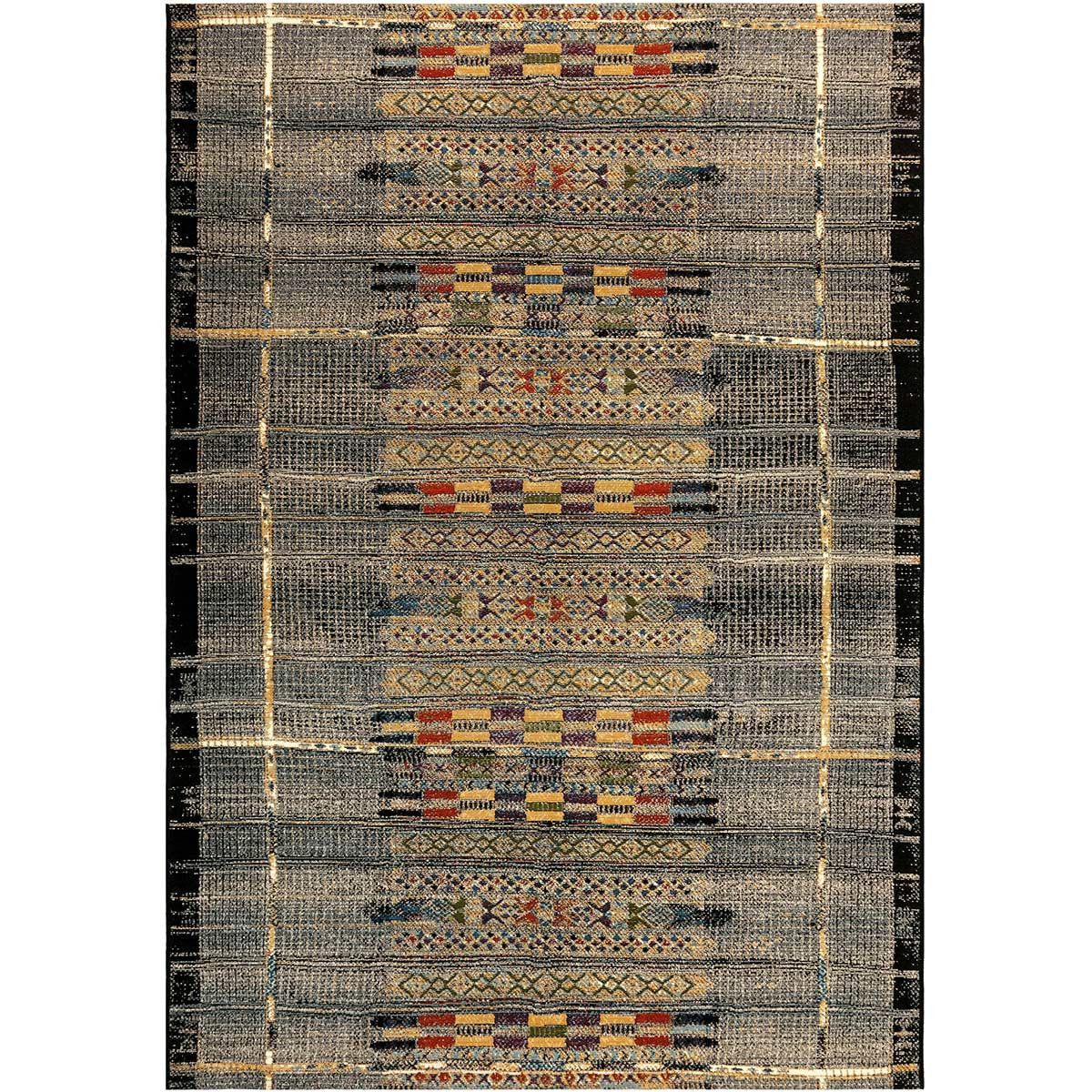 Tribal Stripes Black Indoor/Outdoor Rug - 8 x 10
