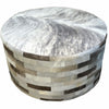 Gray Round Cowhide Ottoman - 36 Inch