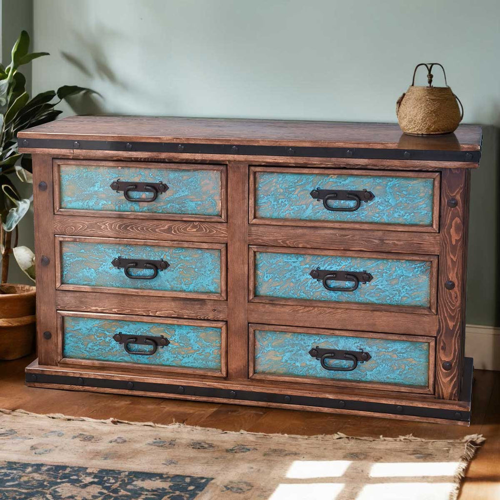 Turquoise Patina Dresser from Black Forest Decor