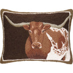 Western Longhorn Hooked Pillow