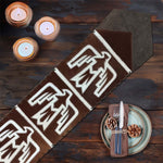 Fringed Lightning Hawk Brown Leather Table Runner - 120 Inch