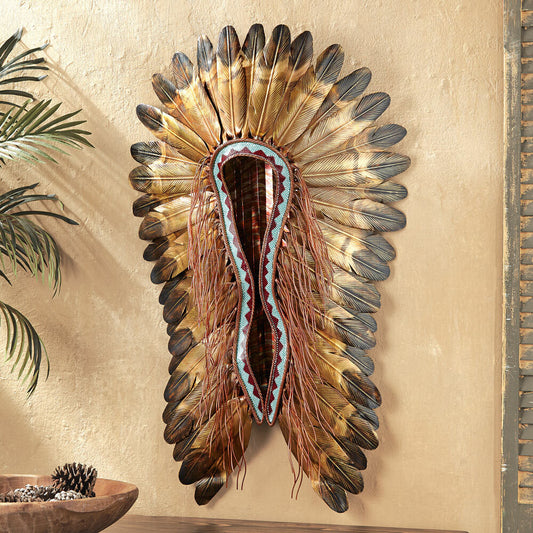 Turquoise & Red Headdress Wall Hanging
