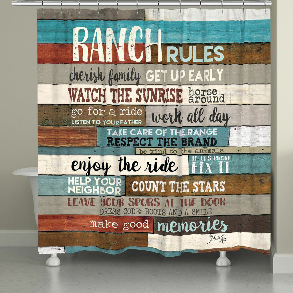 Ranch Commandments Shower Curtain - Bold