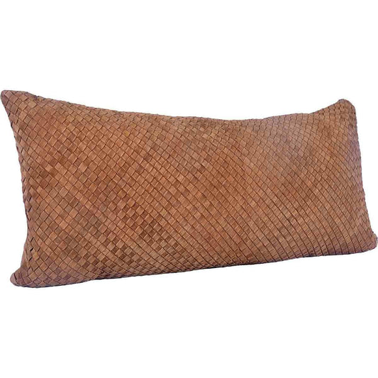 Leather Woven Lumbar Pillow