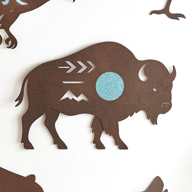 Turquoise Glow Bison Metal Wall Art