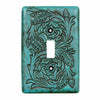 Turquoise Tooled Leather Single Switch Cover - SALE