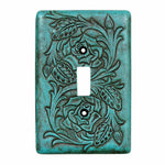 Turquoise Tooled Leather Single Switch Cover - SALE