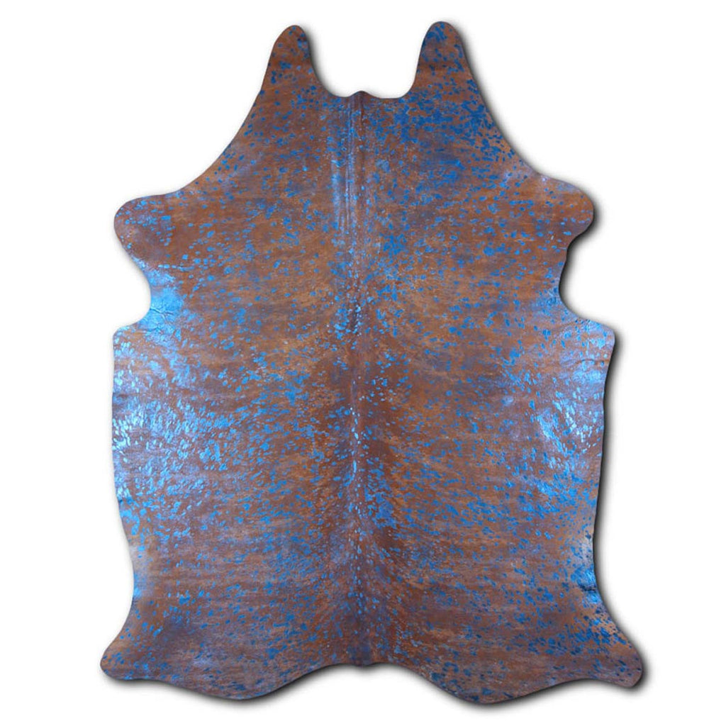 Metallic Blue Brindle Cowhide Rug - Large