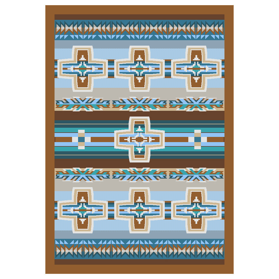Canyon Cross Blue Rug - 3 x 4