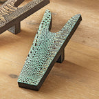 Turquoise Embossed Gator Print Leather Boot Jack - OVERSTOCK