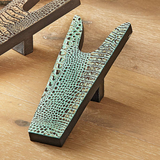 Turquoise Embossed Gator Print Leather Boot Jack - OVERSTOCK