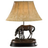 Stay Here Horse Lamp with Faux Leather Shade