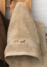 Running Horses Linen Embroidered Wash Cloth