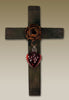 Red Glass Heart Wall Cross - Medium