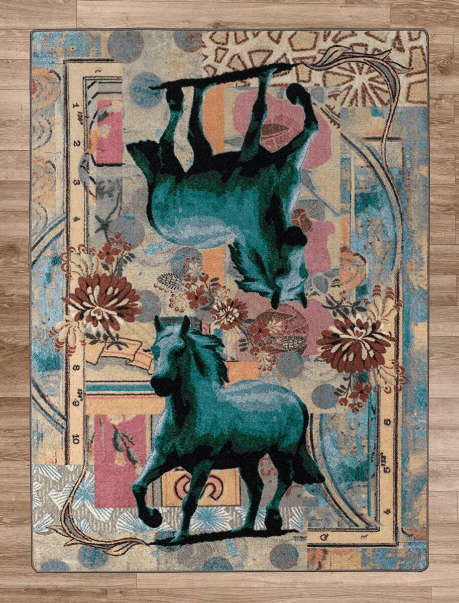 Blue Horse Rug - 5 x 8