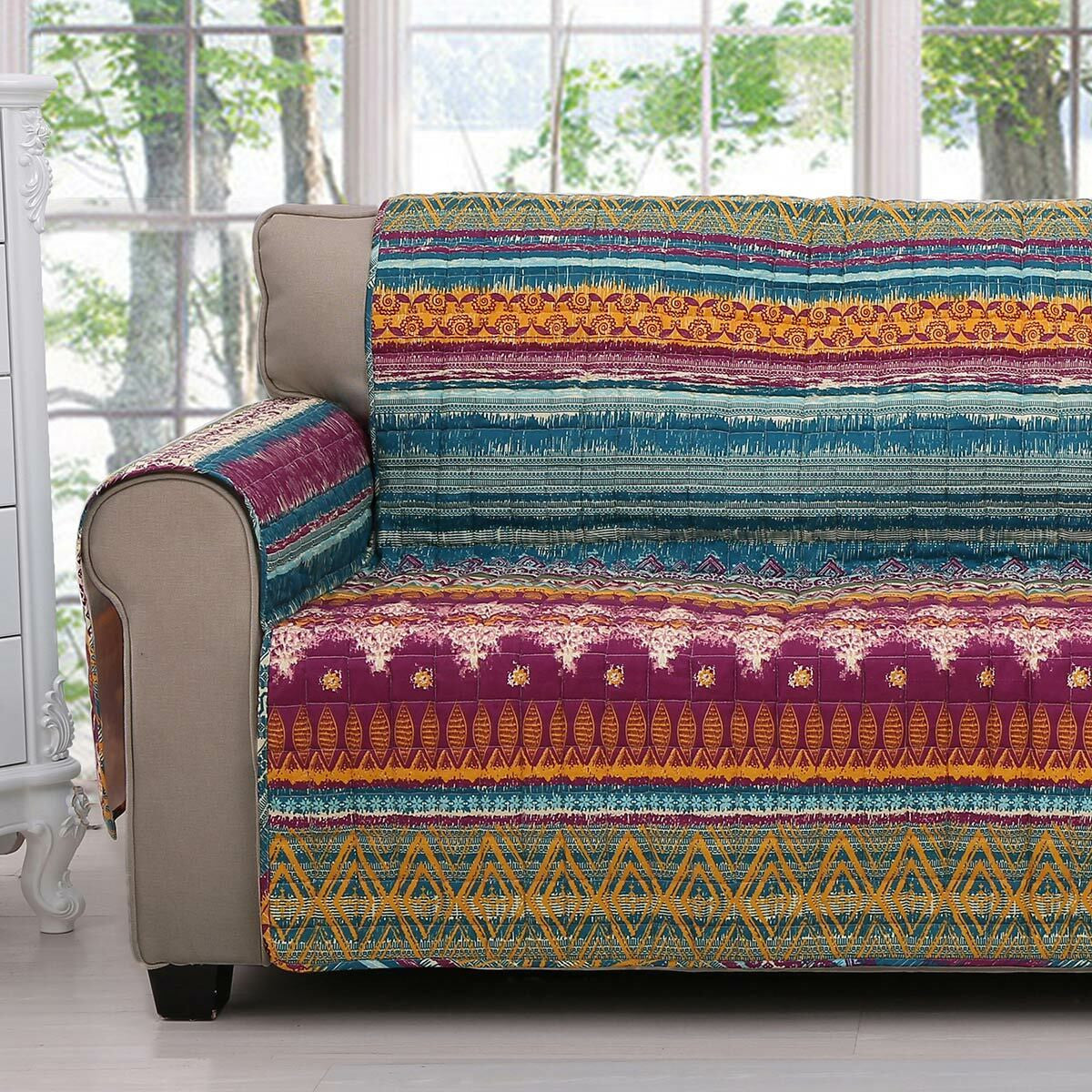 Fuchsia Tribal Loveseat Protector
