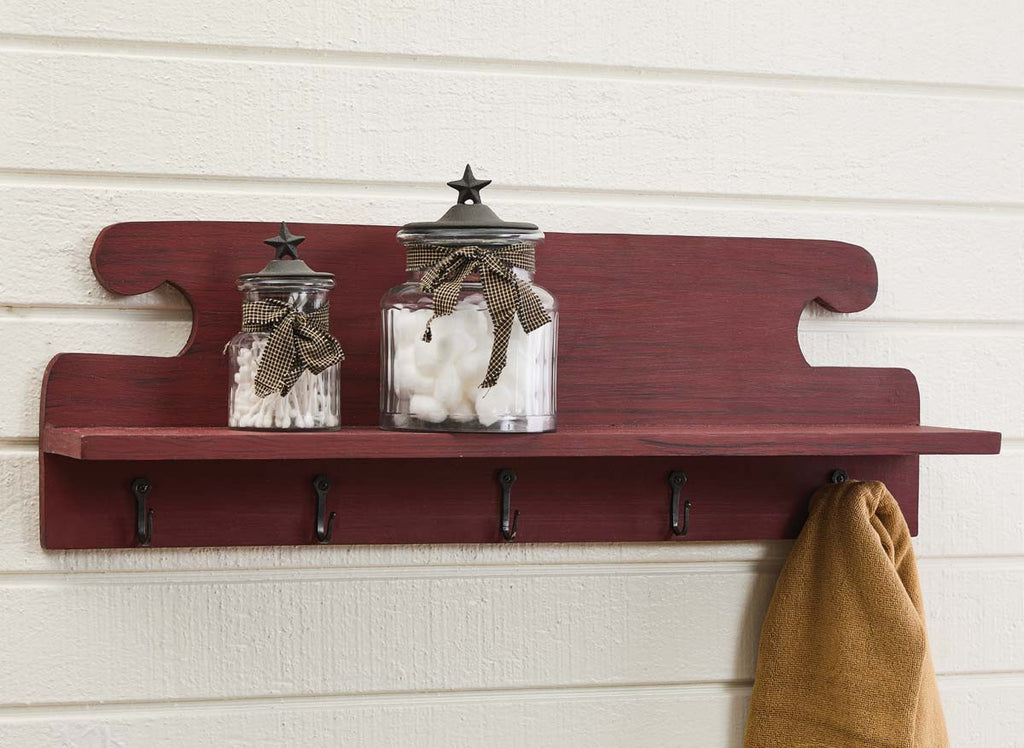 Rustic Farm Shelf with Hooks