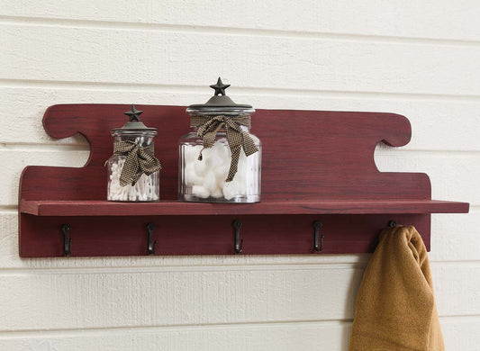 Rustic Farm Shelf with Hooks