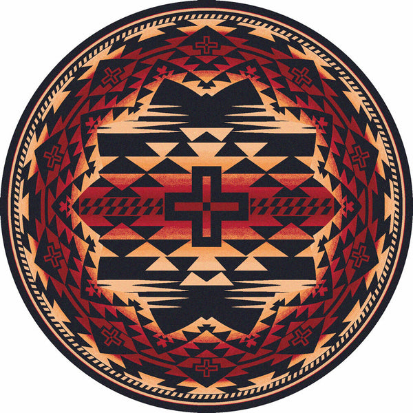 Rustic Cross Burnt Red Rug - 8 Ft. Round