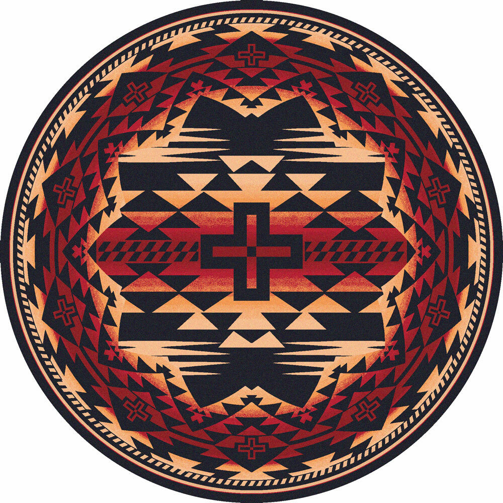 Rustic Cross Burnt Red Rug - 8 Ft. Round