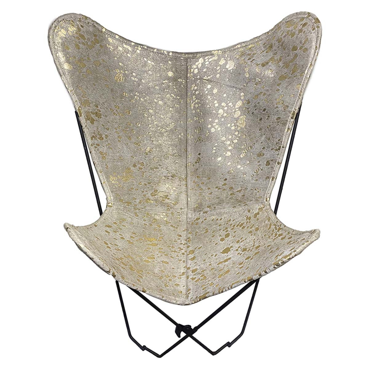 Gold & White Cowhide Sling Chair