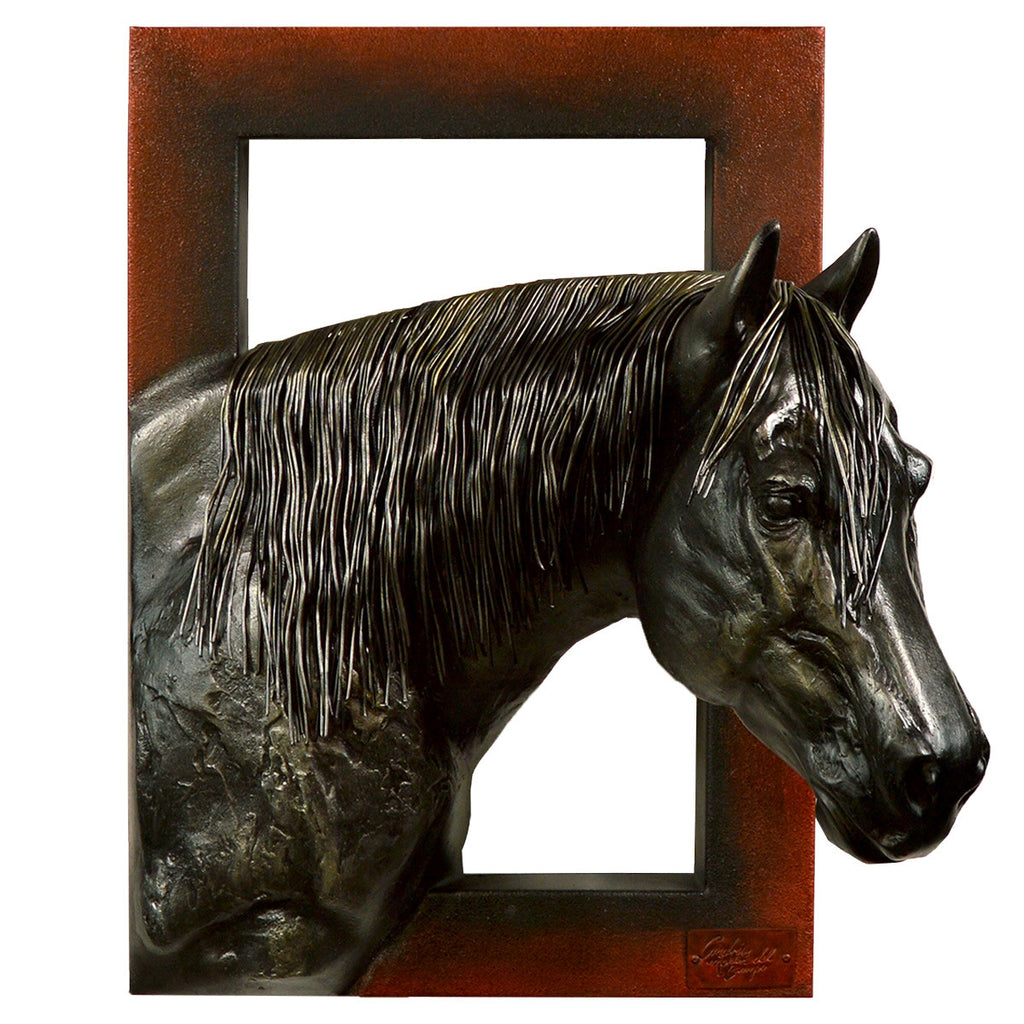 Right Facing Black Horse Head Wall Sculpture