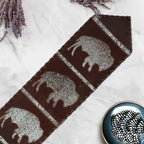 Roaming Bison Dark Leather Table Runner - 120 Inch
