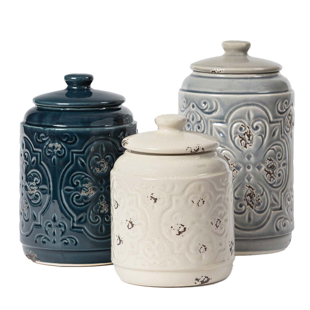 Dusty Trail Distressed Canisters - Set of 3 - OUT OF STOCK UNTIL 07/01/2026