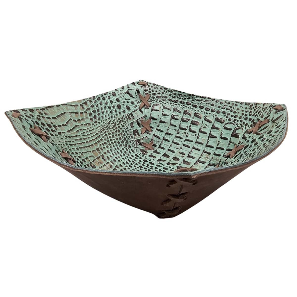 Croc Stitched Decorative Bowl - Turquoise