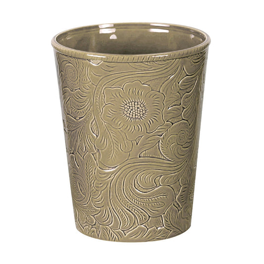 Savannah Taupe Tooled Ceramic Waste Basket