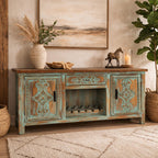 Brandon Hand Carved Sideboard with Wine Rack - Multicolor