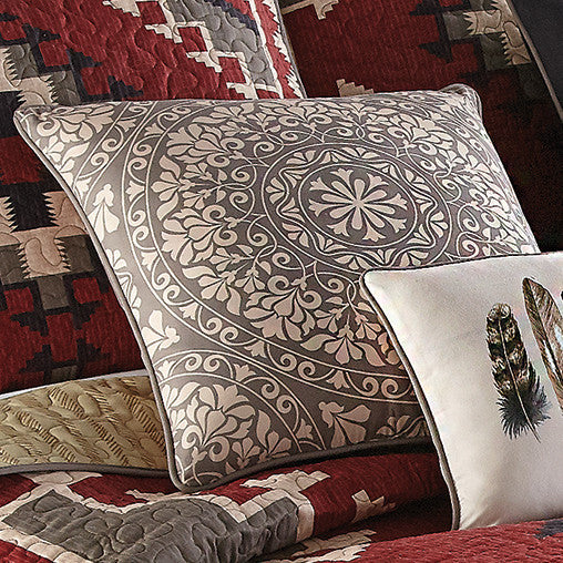 Crimson Vista Mandala Pillow