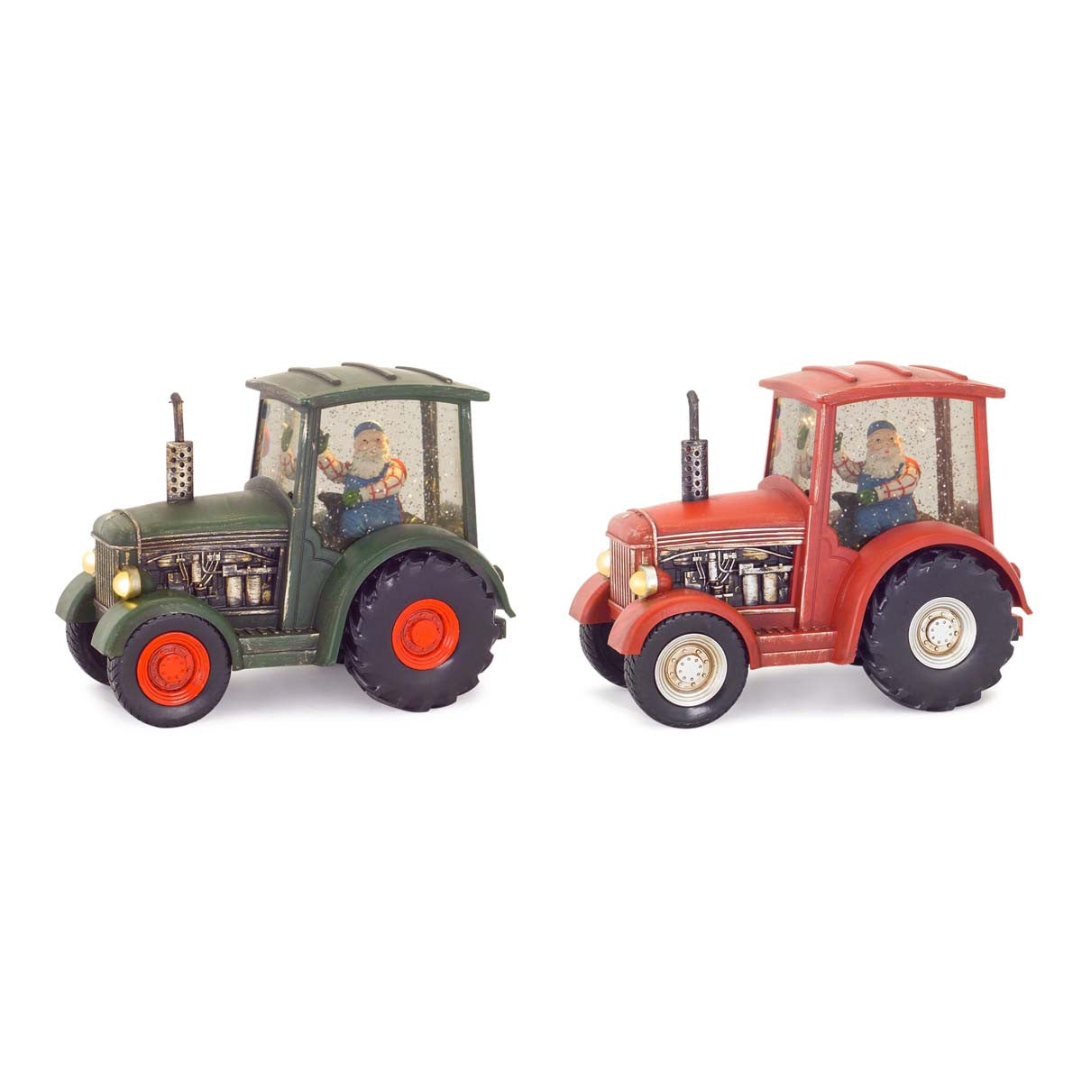 Farmer Santa Snow Globes with Timer - Set of 2 - OUT OF STOCK UNTIL 07/13/2026