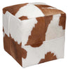 Brown Cowhide Square Pouf