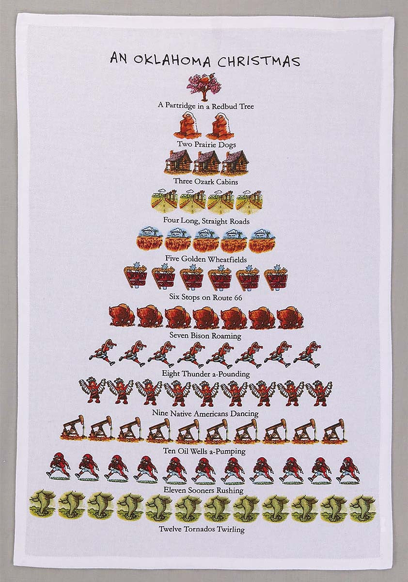 12 Days of Oklahoma Christmas Kitchen Towels - Set of 4