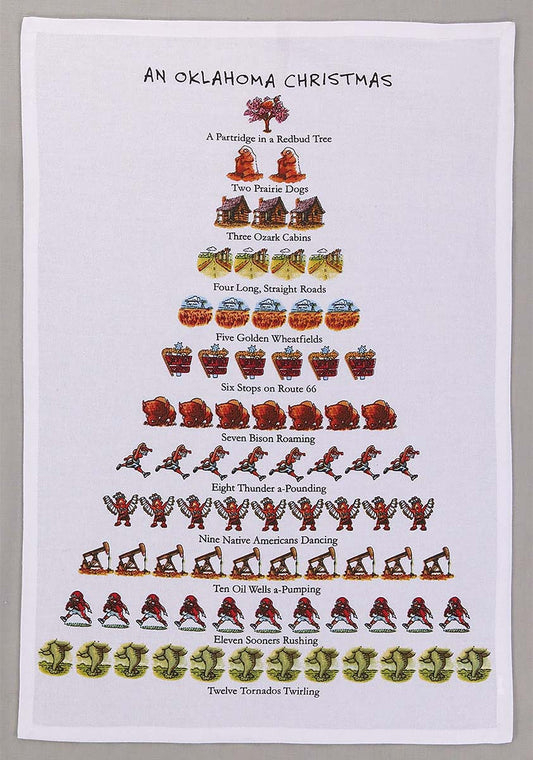 12 Days of Oklahoma Christmas Kitchen Towels - Set of 4