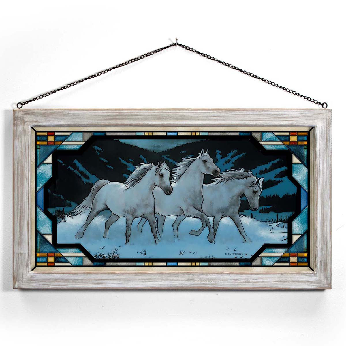 Snowcap Stallions Stained Glass Art