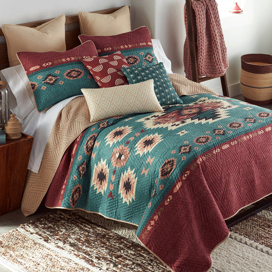 Mojave Turquoise & Rust Quilt Bed Set - Queen- SALE