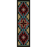 Rustic Cross Blue Southwestern Rug - 2 x 8