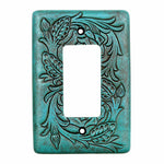 Turquoise Tooled Leather Single Rocker Cover