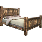 Lima Sawn Bed with Iron & Provincial Stain - King