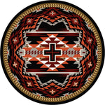 Rustic Cross Black Southwestern Rug - 8 Foot Round