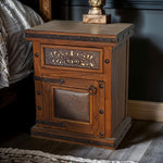 North Fork Tooled Leather Nightstand - Opens Left