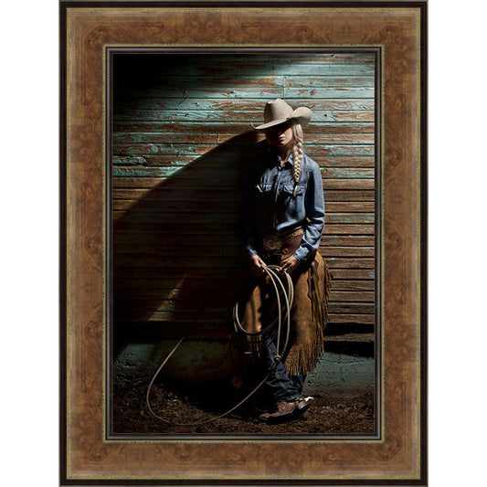 Lone Cowgirl Hideaway Framed Canvas