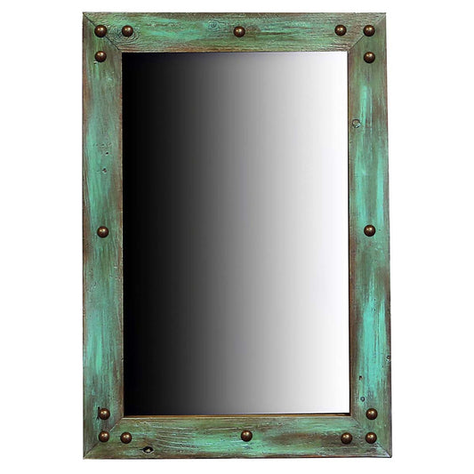Turquoise Rustic Four Nail Mirror