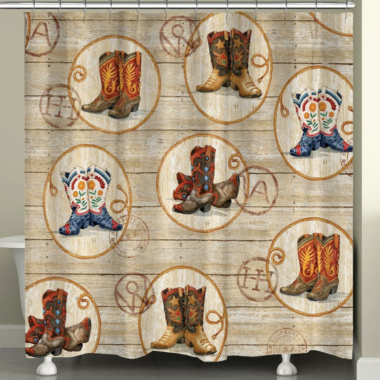 Boots and Brands Shower Curtain - OUT OF STOCK UNTIL 06/23/2026